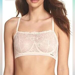 Vince Camuto Liza Underwire Bandeau Lace Mesh Bra in Blush Floral Lightweight